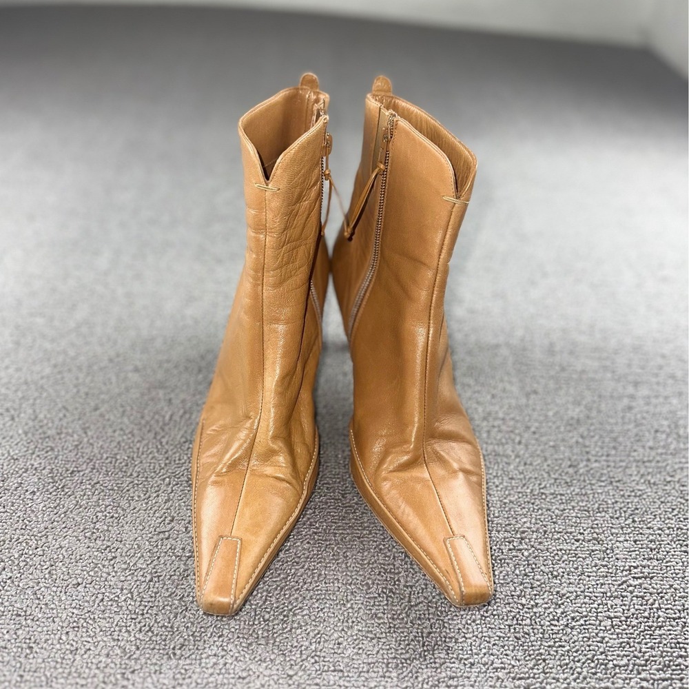 Y2K Donald J Pliner Boots Women 9 M Tan Lindy 55 Leather Spain Made Office Work - Picture 9 of 16